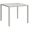 vidaXL Hagebord 90x90x75 cm herdet glass og polyrotting hvit