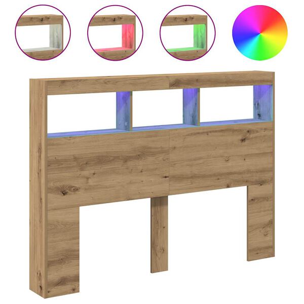 vidaXL Hodegavl skap med LED artisan eik 140x17x102 cm