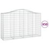 vidaXL Gabionkurver buede 50 stk 200x50x120/140 cm galvanisert jern