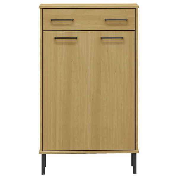 vidaXL Skostativ med metallben brun heltre furu OSLO