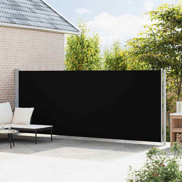 vidaXL Uttrekkbar sidemarkise 180x600 cm svart