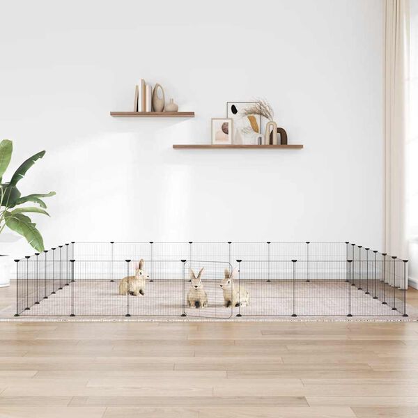 vidaXL Dyrebur 28 paneler med dør svart 35x35 cm stål