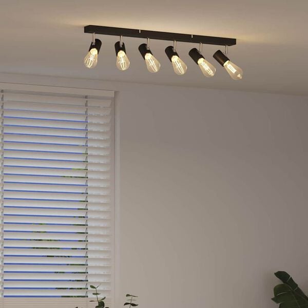 vidaXL Takspot med s&oslash;kelys Svart 73 x 6,5 x 11,5 cm Metall