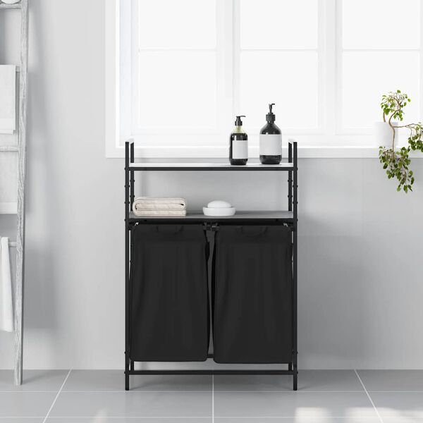 vidaXL skittent&oslash;yskurv 2 rom med hyller gr&aring; eik