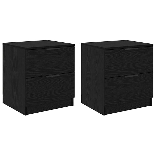 vidaXL Nattbordskap 2 pcs Svart Eik 45 x 39 x 50 cm Konstruert tre