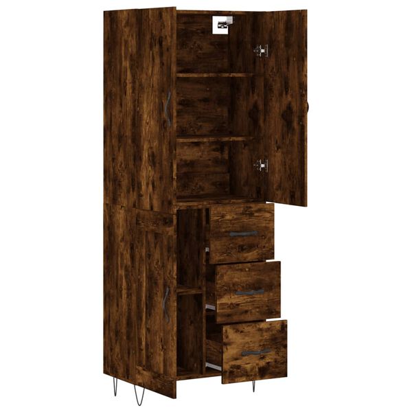 vidaXL Highboard r&oslash;kt eik 69,5x34x180 cm konstruert tre