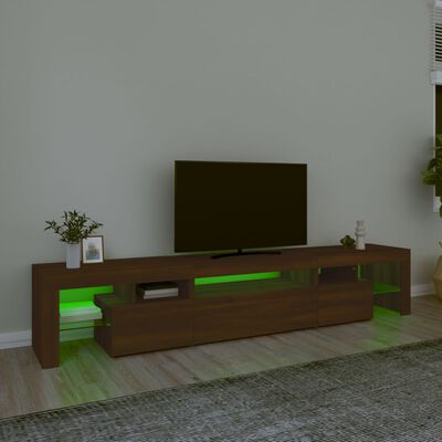 vidaXL TV-benk med LED-lys brun eik 215x36,5x40 cm
