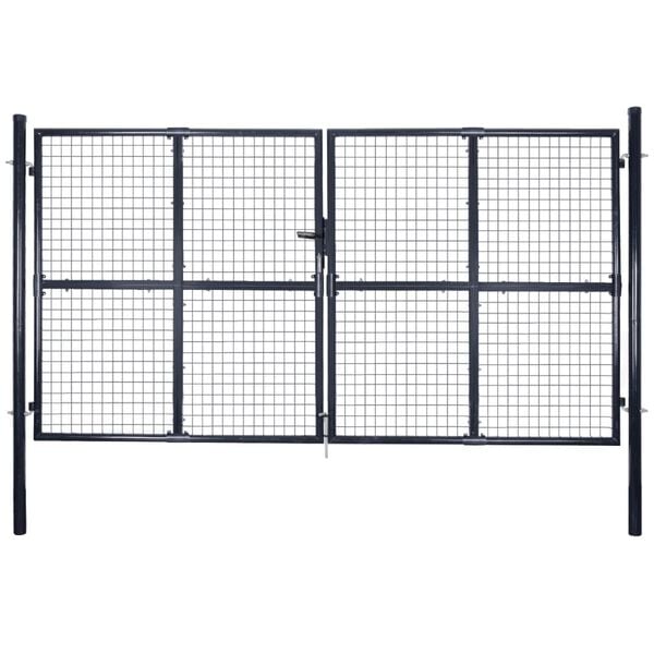 vidaXL Hageport av netting galvanisert st&aring;l 300x150 cm gr&aring;