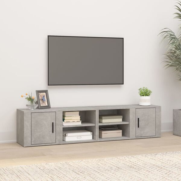vidaXL TV-benker 2 stk betonggr&aring; 80x31,5x36 cm konstruert tre