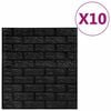 vidaXL 3D-tapet murstein selvklebende 10 stk svart