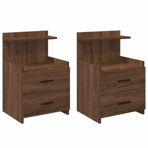 vidaXL Nattbord 2 stk med 2 skuffer brun eik 40x36,5x62 cm