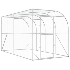 vidaXL H&oslash;nsehus Mot Vegg S&oslash;lv 600 x 150 x 215 cm Galvanisert st&aring;l