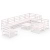 vidaXL Hagesofagruppe 10 deler hvit heltre furu