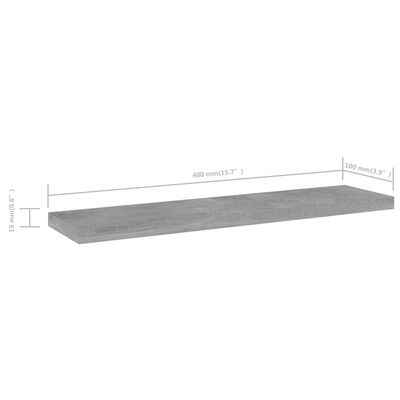 vidaXL Hylleplater 8 stk betonggrå 40x10x1,5 cm sponplate