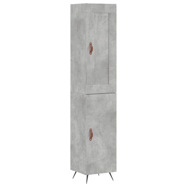 vidaXL Highboard betonggr&aring; 34,5x34x180 cm konstruert tre