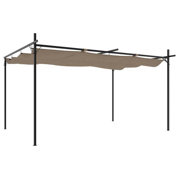 vidaXL Pergola med uttrekkbar tak gr&aring;brun 395x292x230 cm