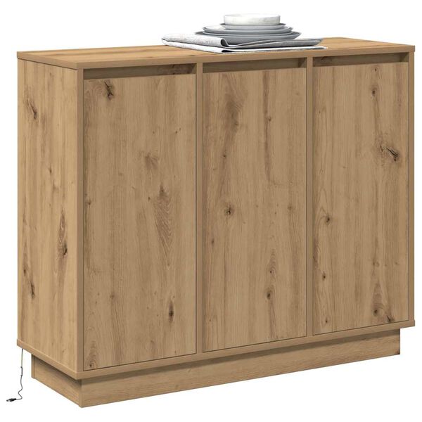vidaXL LED sideboard Artisan Eik 90 x 32 x 75 cm Konstruert tre