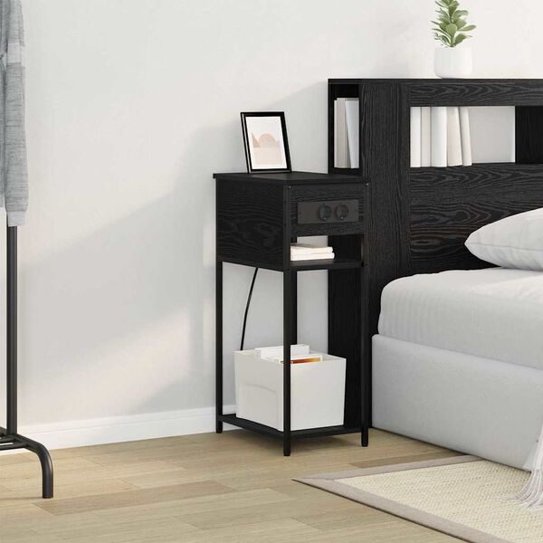 vidaXL Nattbordskap Svart Eik 41 x 28 x 76 cm Konstruert tre