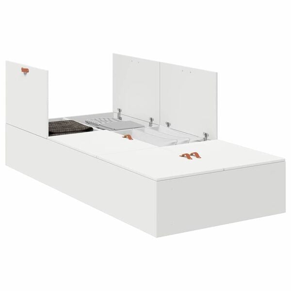 vidaXL Sengestamme med lagring Hvit 90 x 190 cm Konstruert tre