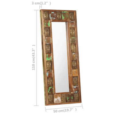 vidaXL Speil med Buddha-motiver 50x110 cm gjenvunnet tre