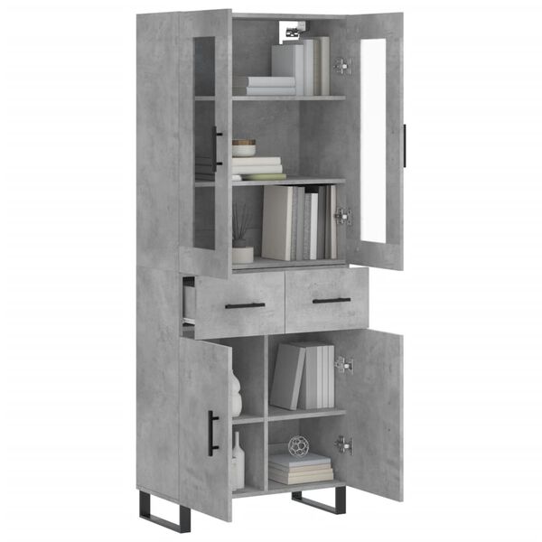 vidaXL Highboard betonggr&aring; 69,5x34x180 cm konstruert tre