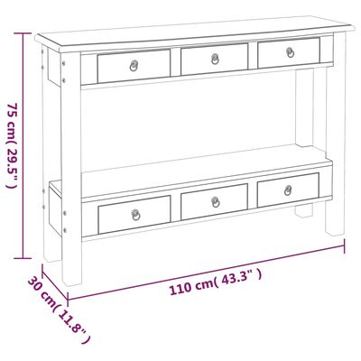 vidaXL Konsollbord med skuffer 110x30x75 cm heltre mahogni