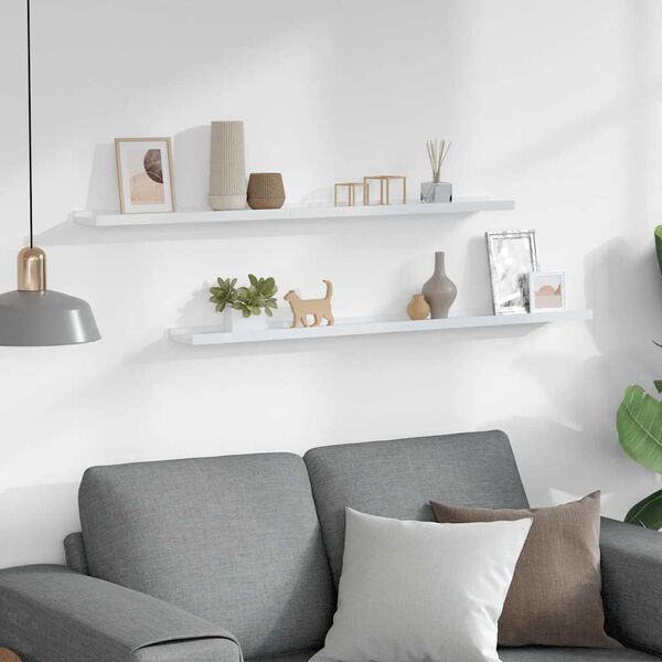 vidaXL Vegghyller 2 stk hvit 100x9x3 cm