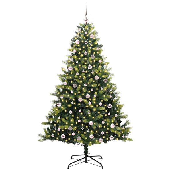 vidaXL Kunstig leddet juletre med 300 LED-lamper gr&oslash;nn 240 cm