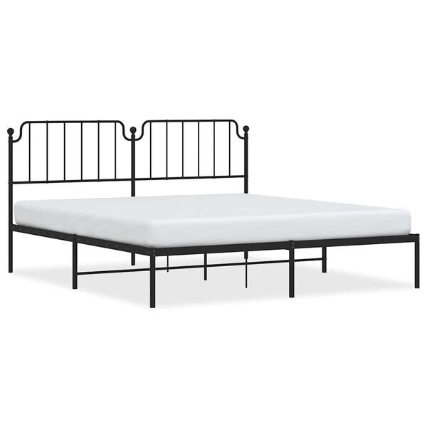 vidaXL Sengeramme i metall med sengegavl svart 183x213 cm