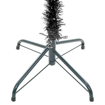 vidaXL Forhåndsbelyst slankt juletre med kulesett svart 210 cm