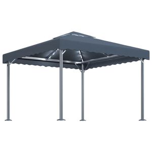 vidaXL Paviljong med LED-strenglys 300x300 cm antrasitt aluminium