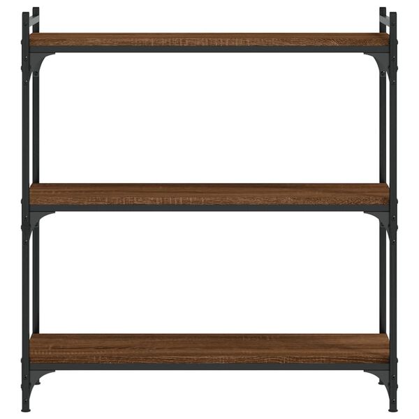 vidaXL Bokhylle 3 etasjer brun eik 80x30x86 cm konstruert tre