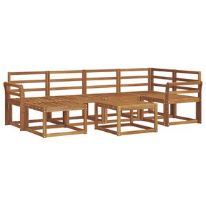 vidaXL Utend&oslash;rs sofa-sett 7 pcs Naturlig Solid akasietre