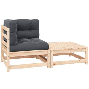 vidaXL Hagesofagruppe med puter 2 deler heltre furu