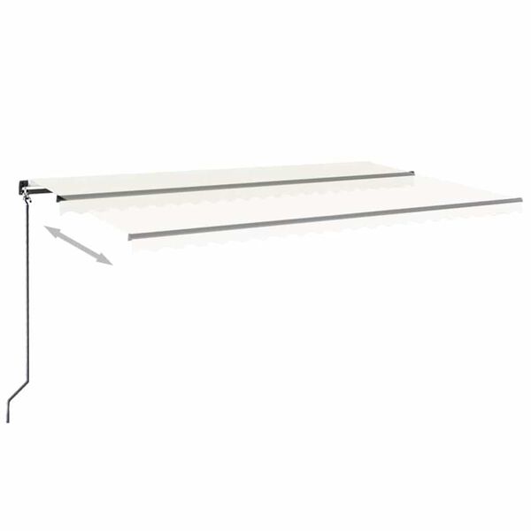 vidaXL Manuell uttrekkbar markise med LED 500x300 cm kremhvit