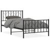 vidaXL Sengeramme i metall med hode- og fotgavl svart 100x190 cm