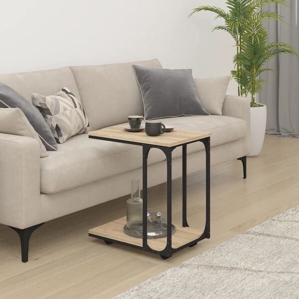 vidaXL Sidebord med hjul sonoma eik 50x35x55,5 cm konstruert tre