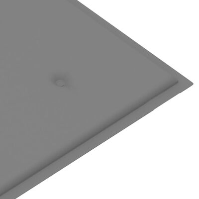 vidaXL Hagebenk med grå puter 120 cm heltre teak