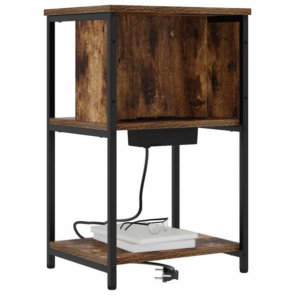 vidaXL Nattbordskap R&oslash;kt eik 38 x 31 x 61 cm Konstruert tre