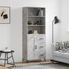 vidaXL Highboard betonggr&aring; 69,5x34x180 cm konstruert tre