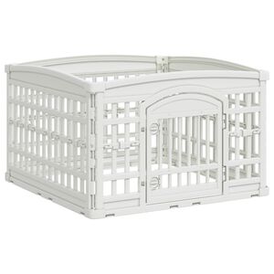 vidaXL 4 Panel Hundelekegrind 88 x 88 x 56 cm Plast Hvit Sammenleggbar