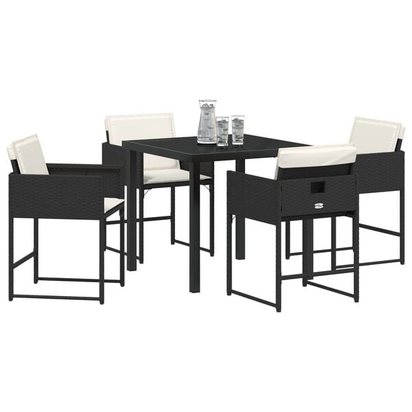 vidaXL Hage Spisegruppe med pute 5 pcs Lysegrå Poly rattan