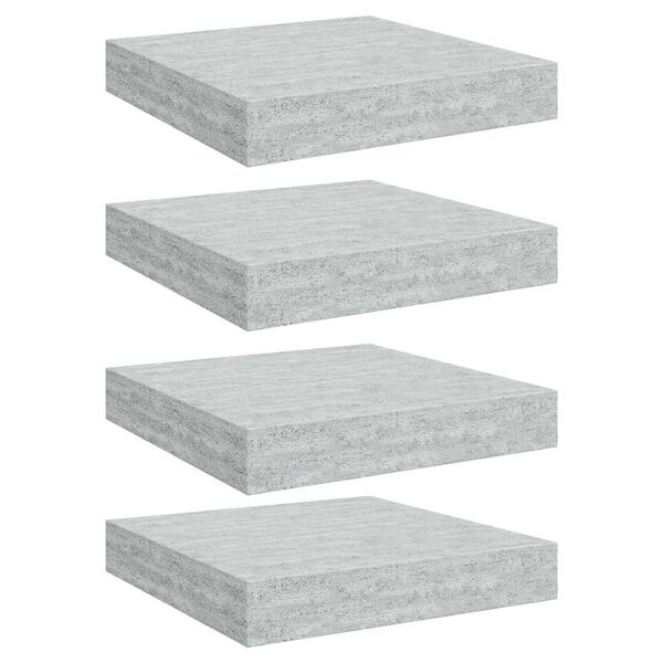 vidaXL Flytende vegghyller 4 stk betonggr&aring; 23x23,5x3,8 cm MDF