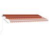 vidaXL Manuell uttrekkbar markise med LED 400x350 cm oransje og brun