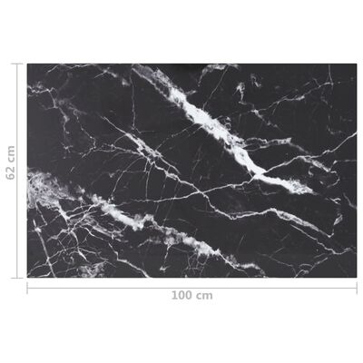 vidaXL Bordplate svart 100x62 cm 8 mm herdet glass med marmor design