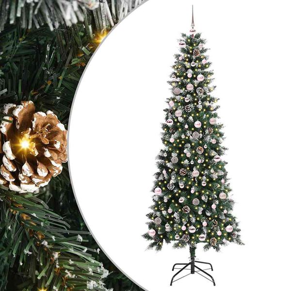 vidaXL Kunstig juletre med 300 LED gr&oslash;nn 240 cm PVC og plast og st&aring;l