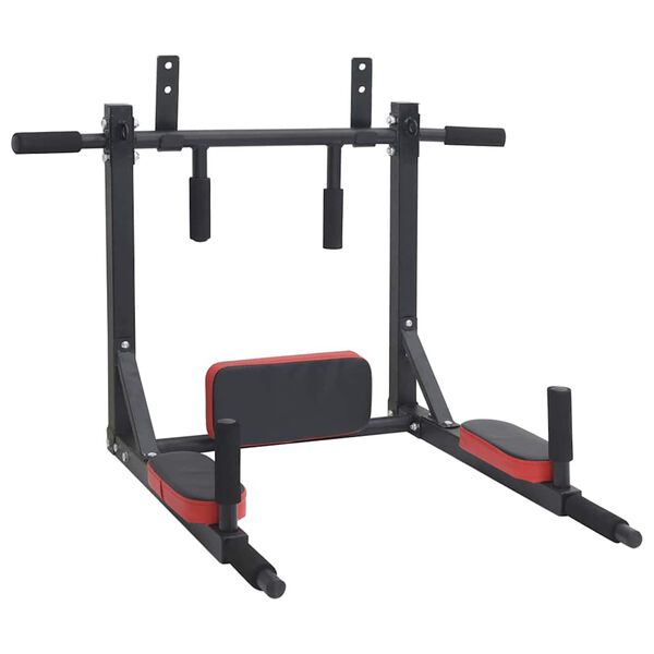 VidaXL Pull Up Bar Dip Stasjon Svart og Rød 89 x 59 x 70 cm