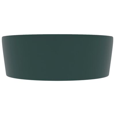 vidaXL Luksuriøs servant med overløp matt mørkegrønn 36x13 cm keramisk