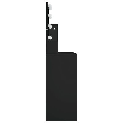 vidaXL Sminkebord med LED svart 86,5x35x136 cm