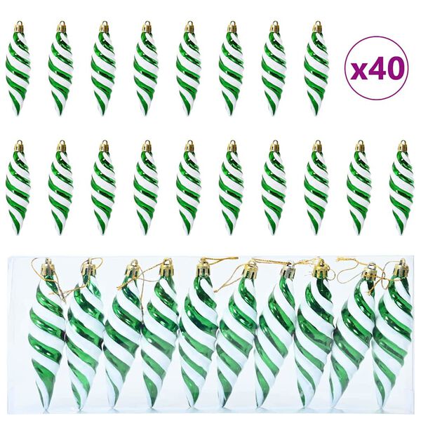 vidaXL Jule Spiralformet Kule 40 pcs grønn